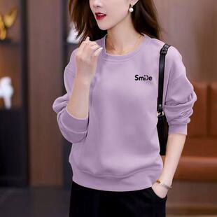 春秋纯棉短款 潮流减龄百搭宽松显瘦印花休闲外套女 高腰卫衣女时尚