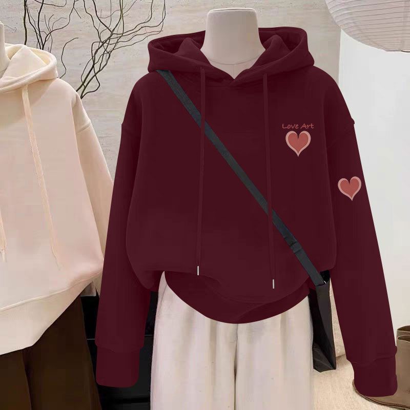 加绒加厚连帽卫衣女新款秋冬