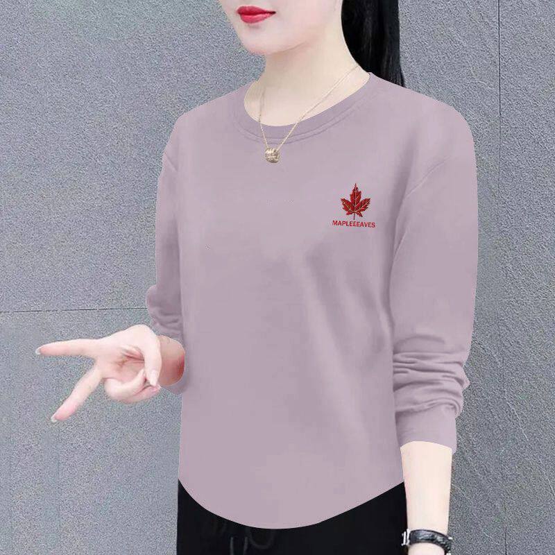 纯棉长袖潮流印花T恤女
