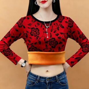加绒加厚常规卫衣女新款秋冬大码显瘦遮肉简约印花宽松上衣女