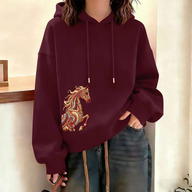 新年加绒加厚连帽卫衣女秋冬新款大码减龄气质洋气百搭宽松上衣