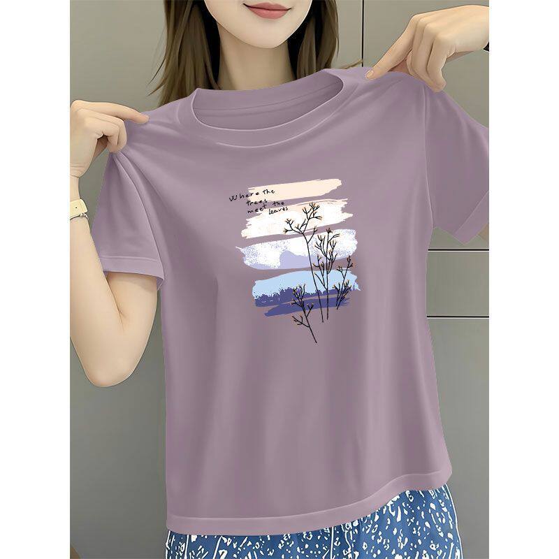 纯棉短袖大码T恤女新款爆款显瘦气质设计感遮肉减龄休闲上衣服