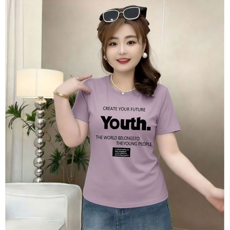 夏季纯棉大码显瘦遮肉短袖T恤女