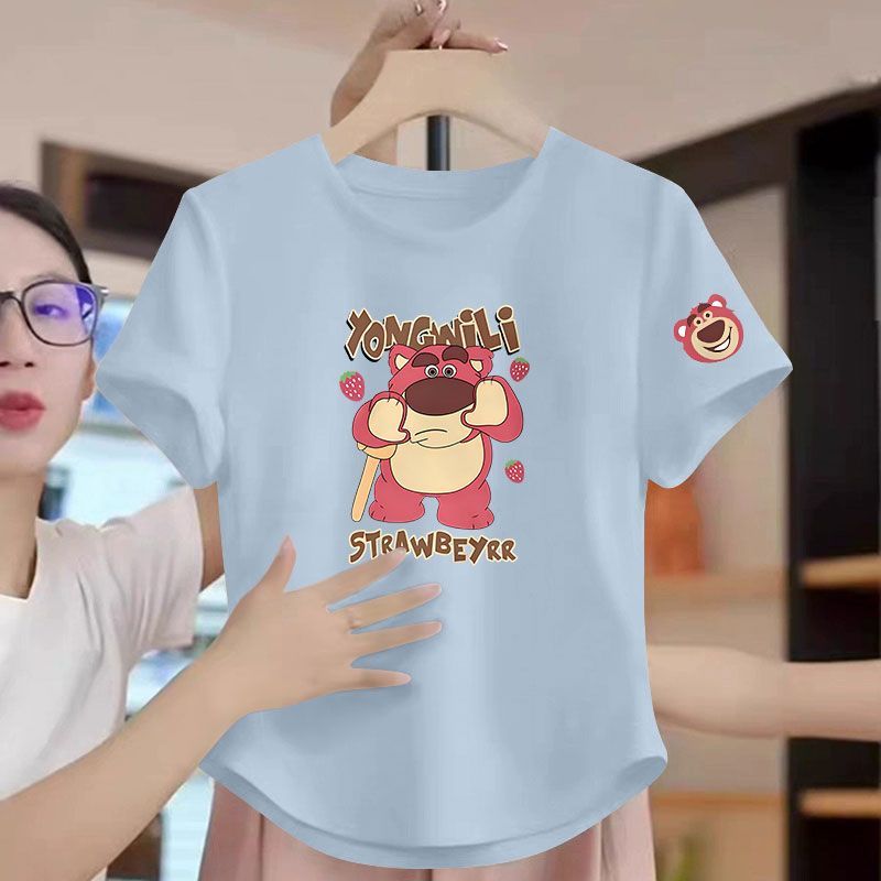 纯棉短袖潮流T恤女夏季减龄宽松洋气时尚遮肉圆领上衣汗衫