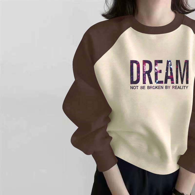 纯棉圆领长袖卫衣女秋冬新款