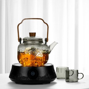 围炉煮茶壶e喷淋蒸煮茶壶电陶炉煮茶器家用玻璃茶壶功夫茶具提梁