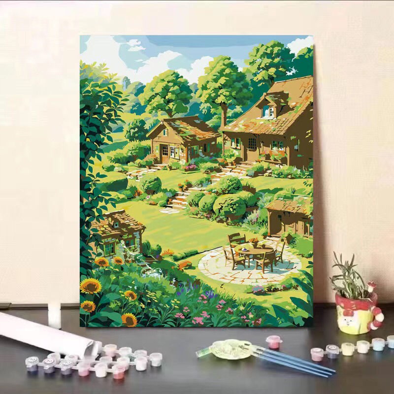 马嘉祺同款数字油画休闲治愈简约DIY新中式装饰画墙面装饰图片