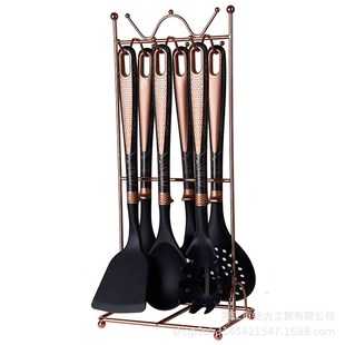 现货不粘锅锅铲硅胶汤勺漏勺捞篱厨E房烹饪铲勺带架硅胶厨具套装