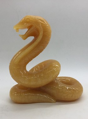 天然米黄玉蛇动物手工桌面摆件家居简约客厅摆放朋友同事日常送礼
