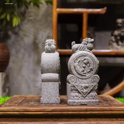 看门石狮子狮子迷你小水泥房门桌