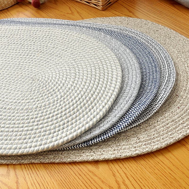 手工编织棉线垫子玄关地垫门垫椅垫脚垫环保简约椭圆防滑垫编织垫