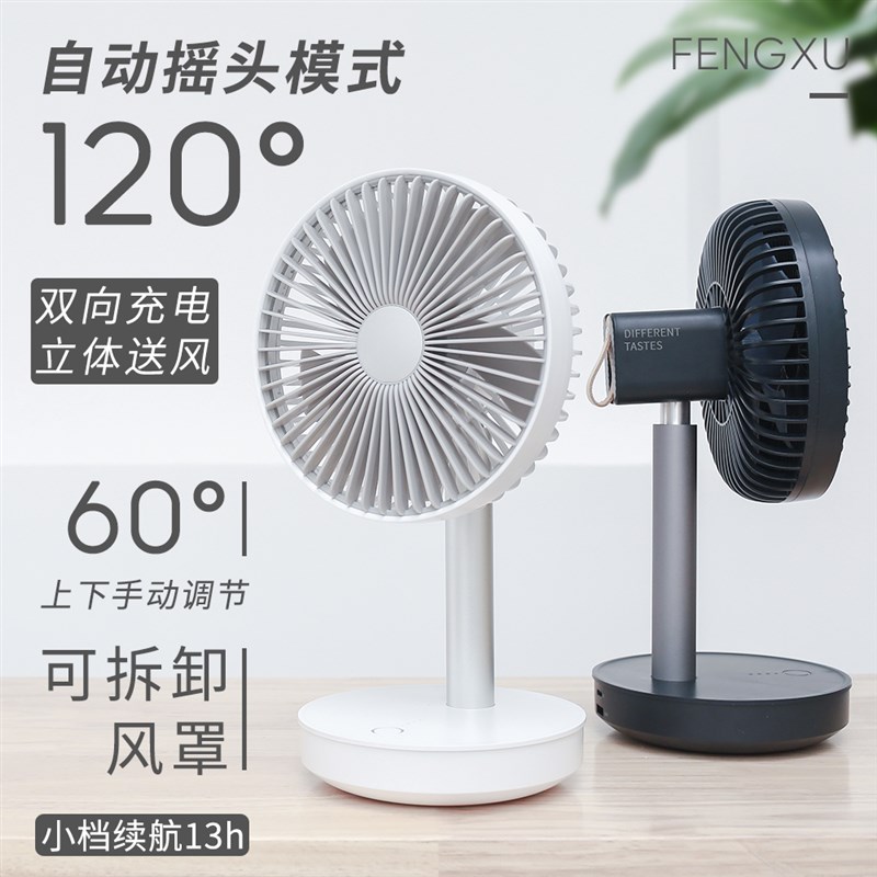 摇头桌面风扇2023新款P19大风力宿舍USB户外静音便捷迷你台式风扇