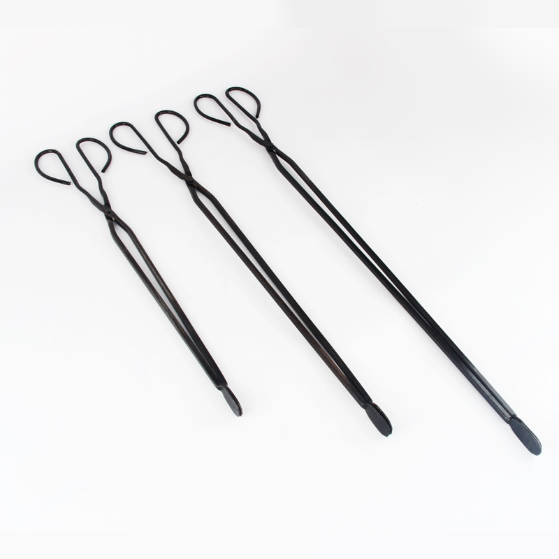 家用手工锻打火钳煤炉子烧火工具加长扁头方头烧饼钳火夹子火剪夹