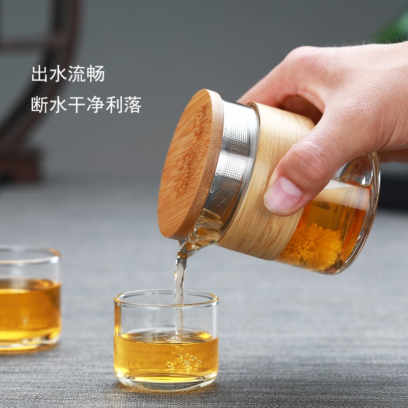 耐高温玻璃旅行茶具加厚便携功夫茶具套装一壶两杯快客杯泡茶壶