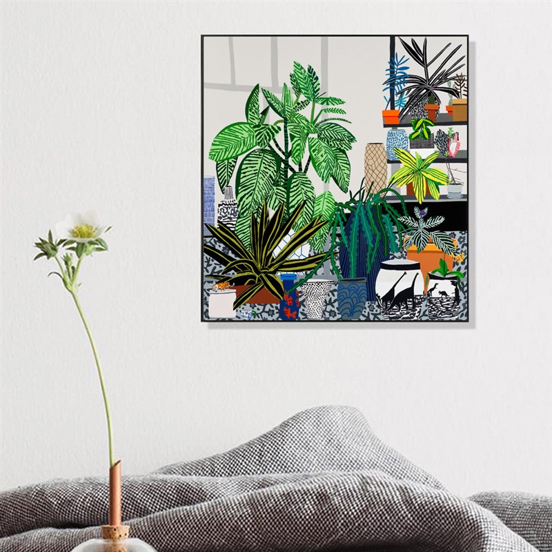 巷见 清新绿植物风客餐厅北欧咖啡甜品店儿童房卧室小众装饰插画图片