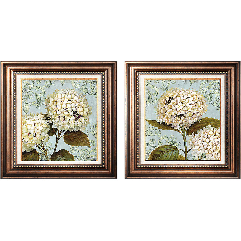 美式装饰画客厅卧室挂画二联走廊玄关壁画田园花卉欧式油画复古图片