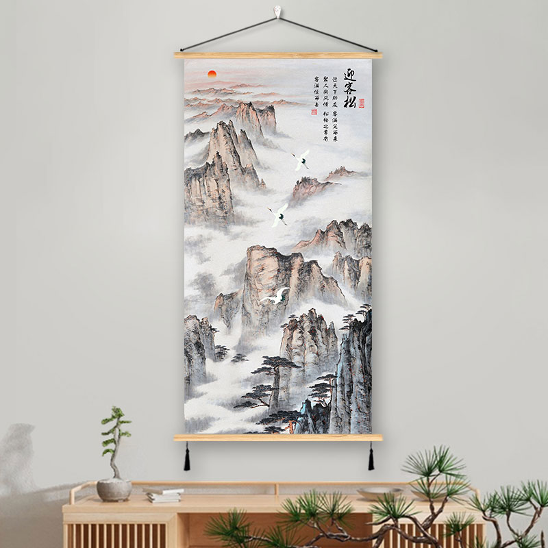 名家山水字画装饰画实木r挂轴青山绿水图客厅卧室国风壁画背景墙