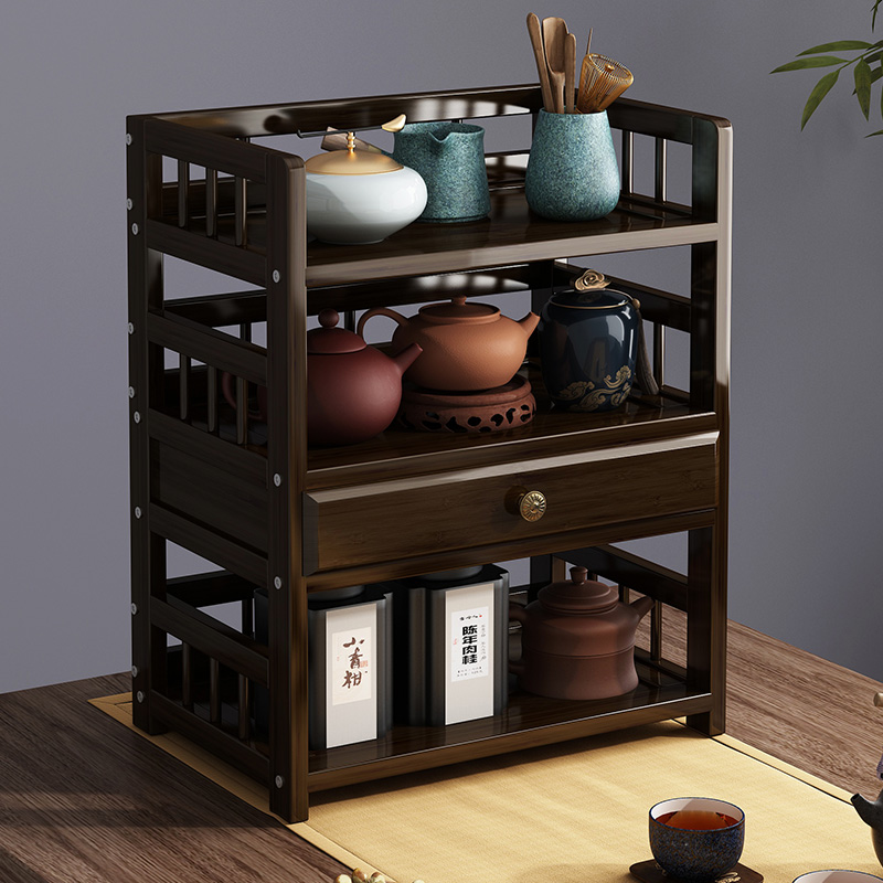 茶水柜茶边柜置物架简p约小型茶叶茶具收纳柜办公室茶桌茶台展示