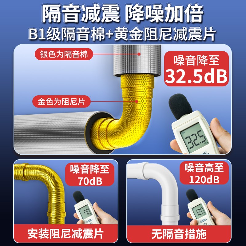 下水管隔音棉包卫生间排水管阻尼片110管道材料自W粘止振板除噪音