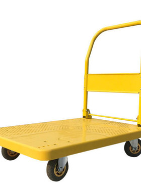 黄色平板车手推货车运q货拉货载重王小推车搬运车家用折叠静音拖