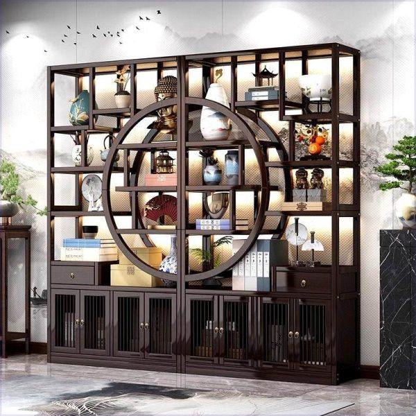 新中式博古架茶柜茶具置物架茶架子茶叶展示架茶室摆件玄关展示柜