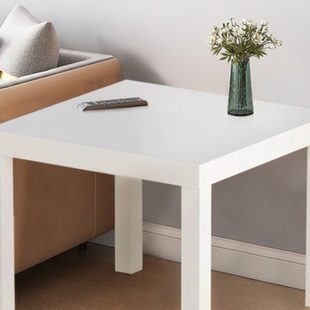 现代简约拉克白色茶几北欧风客厅家用小茶台黑色小方桌方形边几