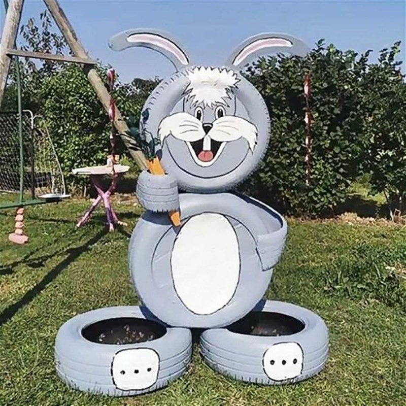 户外趣味轮胎彩绘造型农t庄幼儿园大型游乐摆件庭院装饰卡通模型