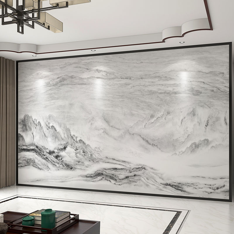 壁纸定制a3D立体大理石纹山水电视背景墙壁纸客厅壁布大气墙布壁