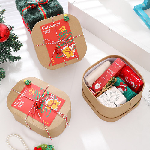 圣诞节礼盒牛皮纸空盒圣诞袜香薰