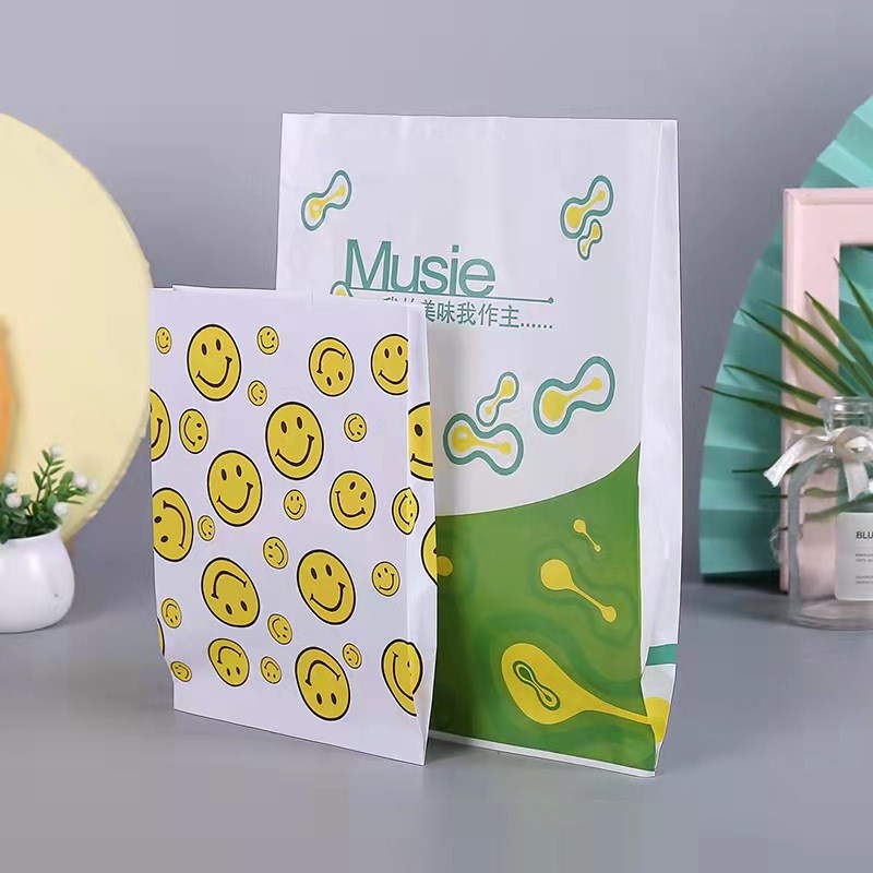 防油纸袋笑脸小吃袋炸串鸡排腿翅薯条打包袋一次性食品纸袋商用批