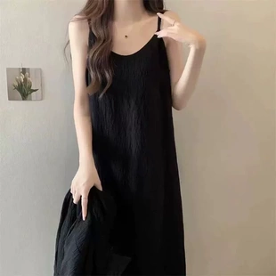 小吊带连衣裙女夏季小个子设计感气质高级感复古赫本风长款小裙子