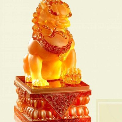 冲五钻 打折包邮 古法琉璃摆件 PTB-005A中华雄狮(琉璃底座)
