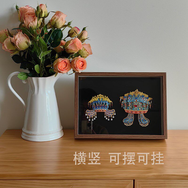 国博凤冠冰箱贴展示框磁吸磁贴收纳收藏M展示板博物馆玻璃相框