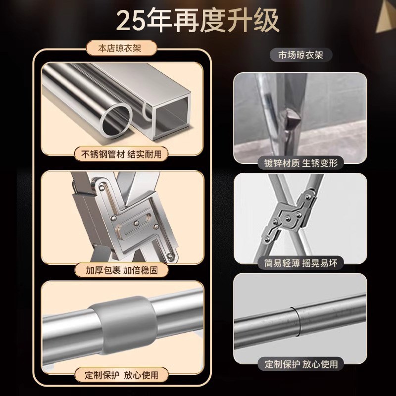 折叠晾衣架落地室内家q用阳台卧室不锈钢室外凉伸缩杆式晒被子神