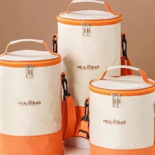 饭盒保温包特大号圆形保温袋手提加厚防水M便携卡通便当包帆布袋