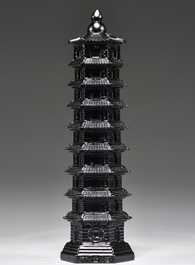 黑色木质九层十三层文昌塔雕刻摆件纯实木头13层9层文昌塔工艺品