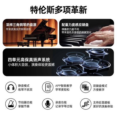 特伦斯V20电子钢琴88键可折叠便携式成人初学者入门成年家用