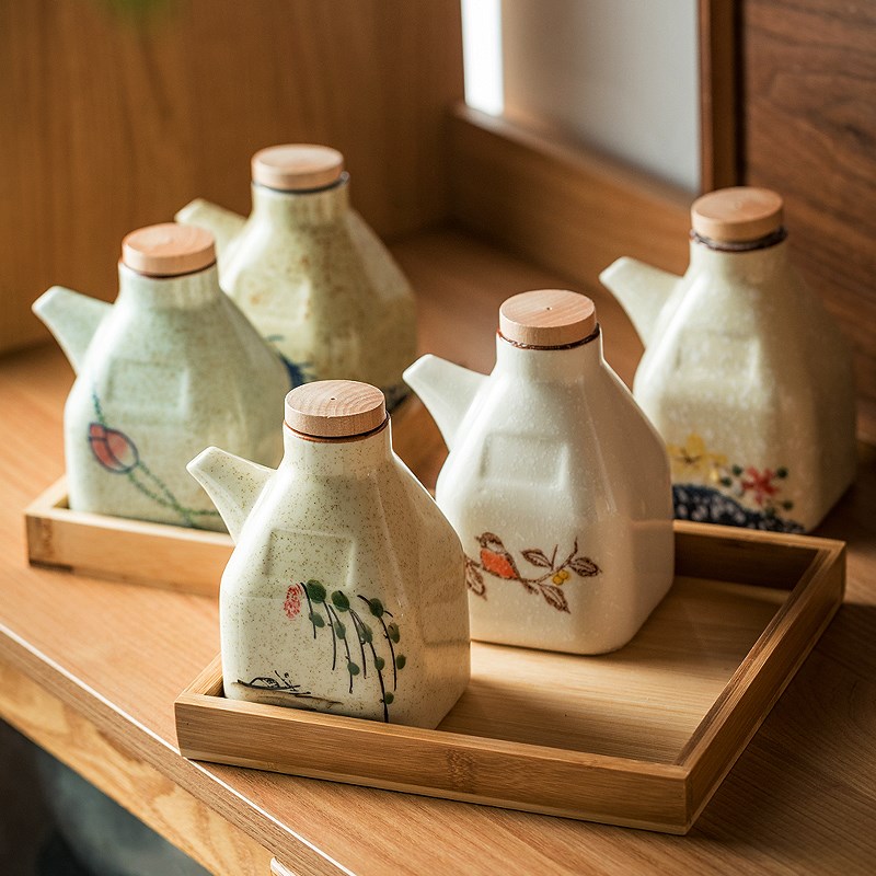 厨房油壶调料瓶油罐醋壶陶瓷酱油壶复古调味瓶罐日式家用油瓶