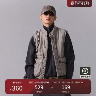 瞬时山野Monterest复古洗水做旧保暖马夹户外大口袋工装棉服马甲