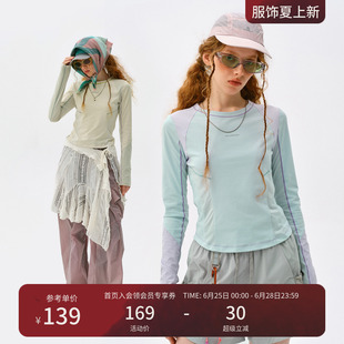 瞬时山野Monterest户外吸湿速干衣抗菌打底衫修身运动长袖T恤女