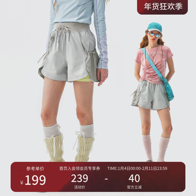 瞬时山野Monterest户外C6防泼水轻量透气四面弹徒步高腰短裤女款