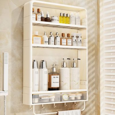 优勤卫生间置物架免打孔浴室墙上收纳架子厕所洗漱台收纳柜壁挂式