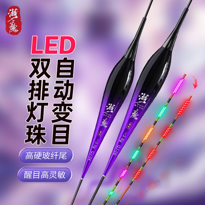 达摩双排LED咬钩变色夜光漂高灵敏醒目日夜两用鲫鱼漂电子漂浮漂