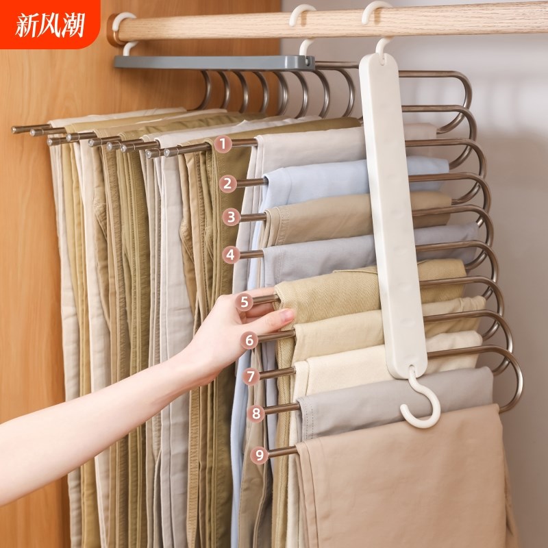 折叠裤架多功能j多层裤子衣架家用魔术无痕裤夹衣柜收纳神器裤挂