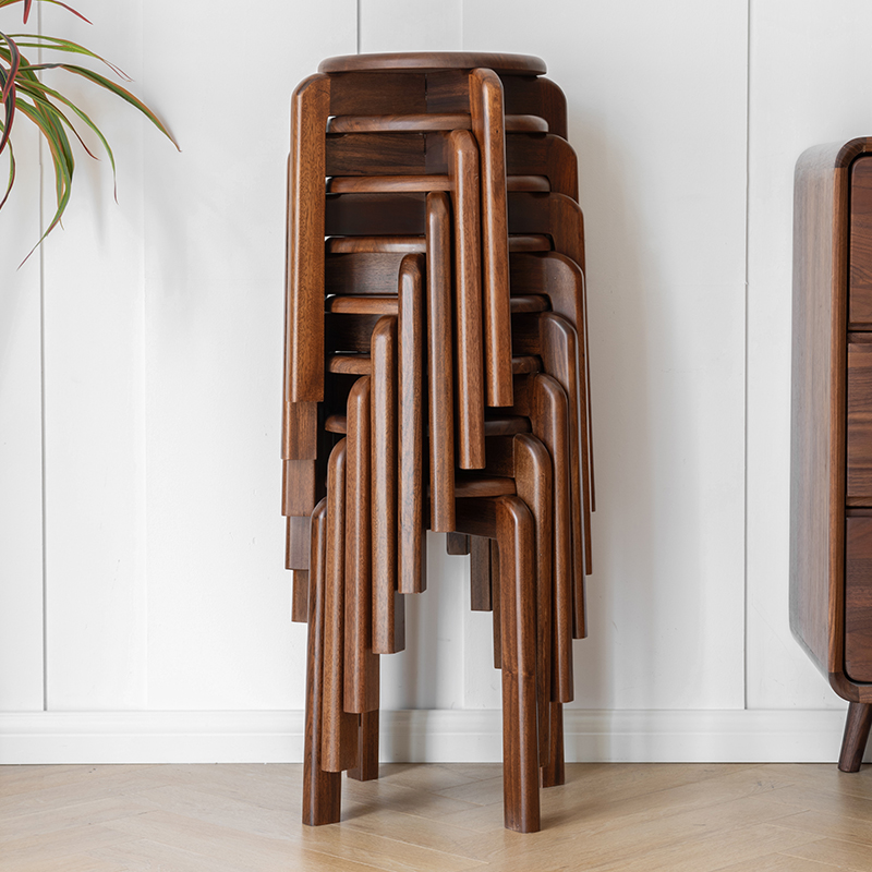 实木圆凳子家用可叠放客厅餐椅小凳子矮凳木头凳餐桌凳Z板凳椅子