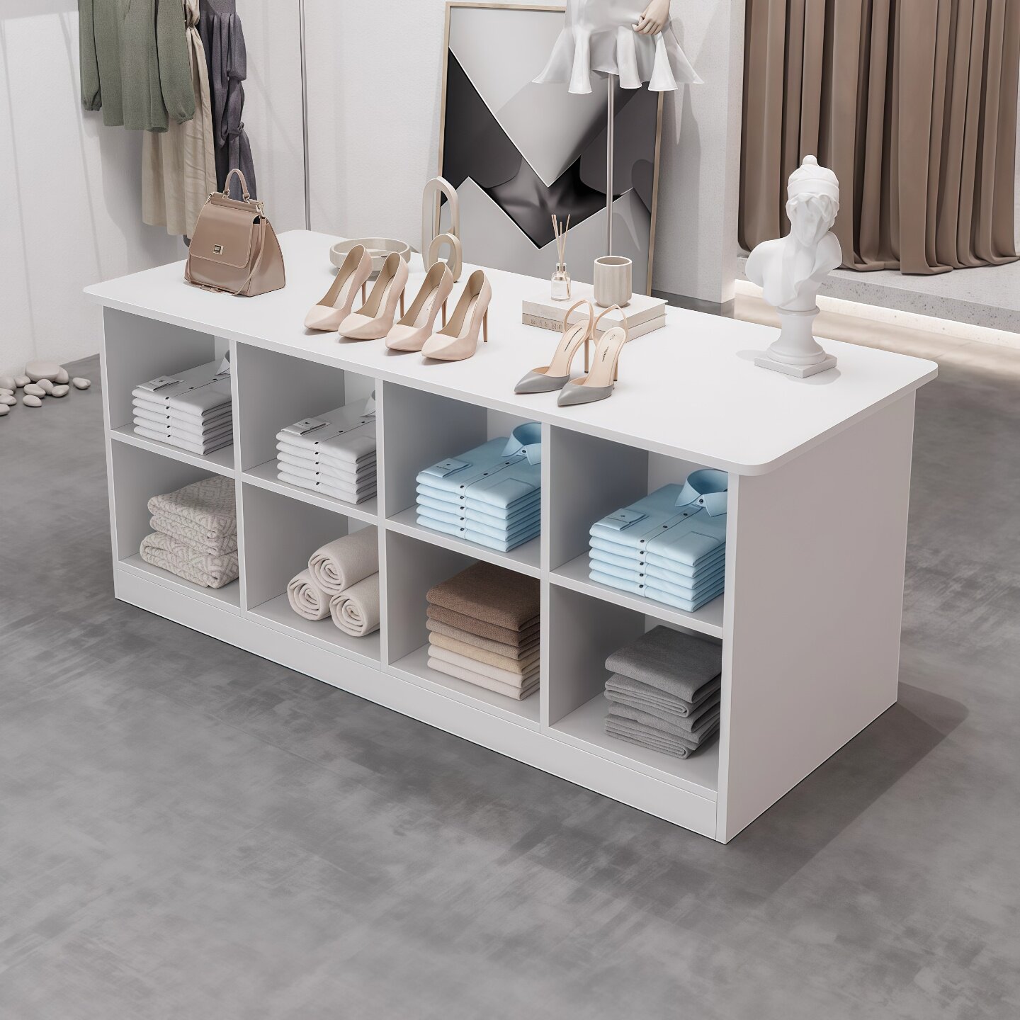 服装店双面格中岛台展示柜