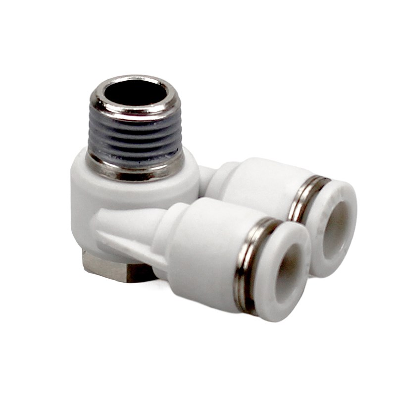 气动双头外六e角快插接头PA04-M5 06-01 08-02双管口万向弯头三通