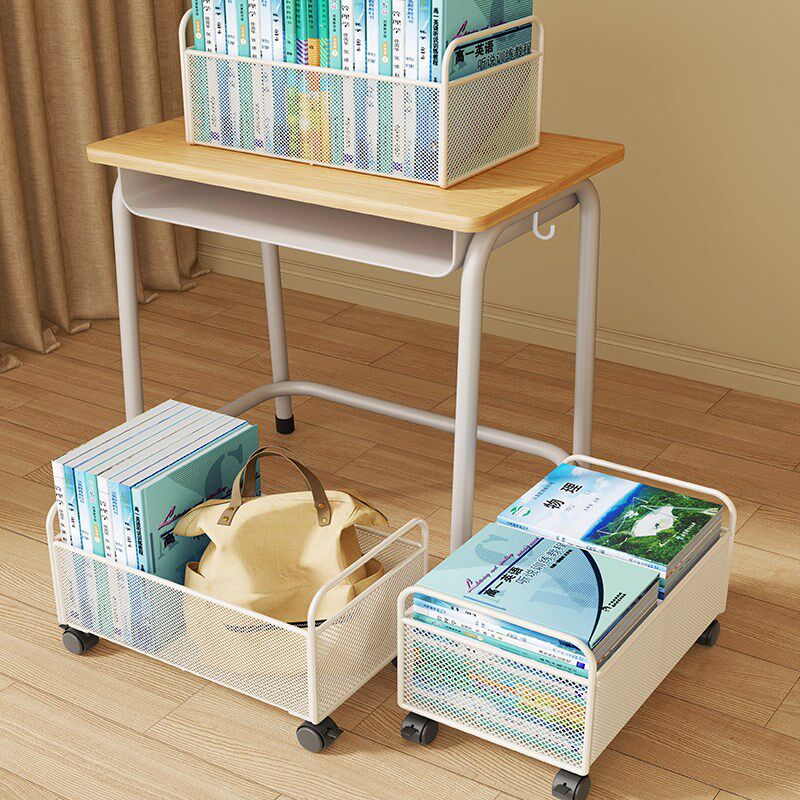 学生教室用大容量装书收纳箱高中生桌下放书带轮课桌旁B书包置物