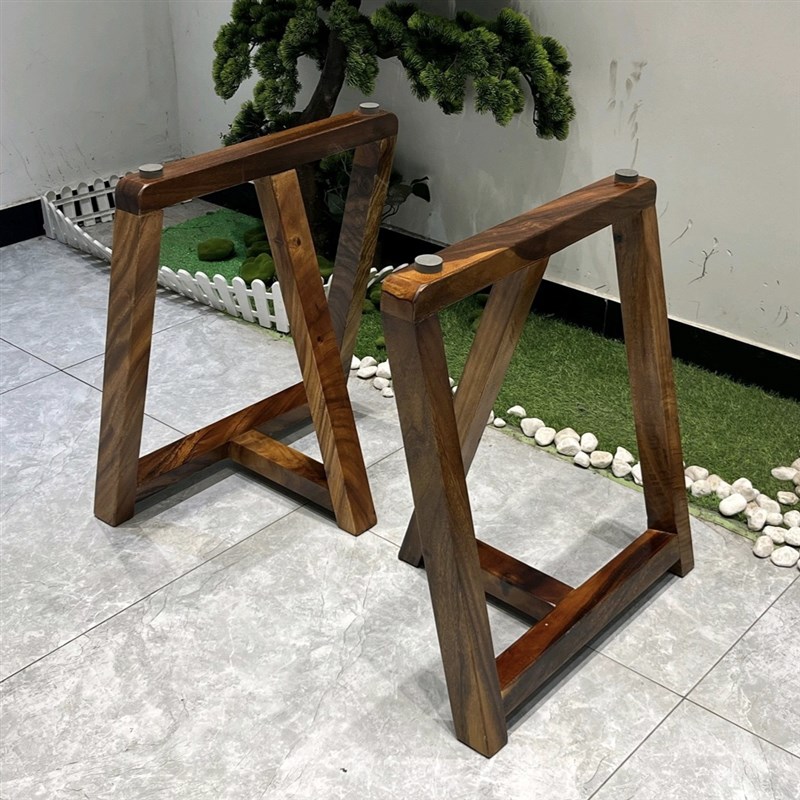 胡桃木冰格纹实木餐桌腿支架w底座定制茶桌架书桌子脚餐台支撑柱