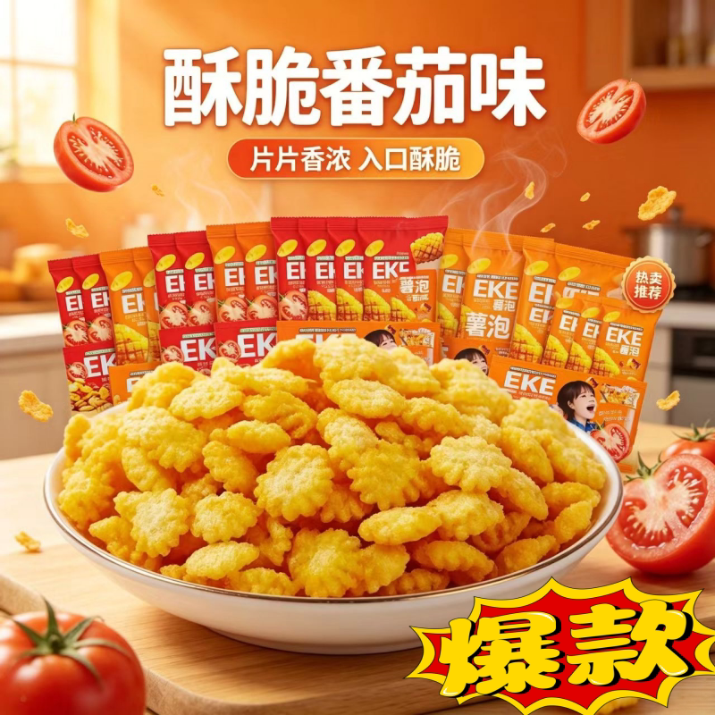 工厂直发新品番茄味爆烤鱿鱼味薯泡饼干订婚结婚客人伴手礼零食